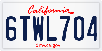 CA license plate 6TWL704