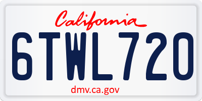 CA license plate 6TWL720