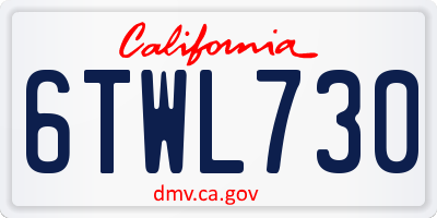 CA license plate 6TWL730