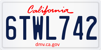 CA license plate 6TWL742