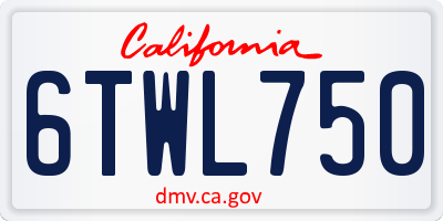 CA license plate 6TWL750