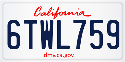 CA license plate 6TWL759