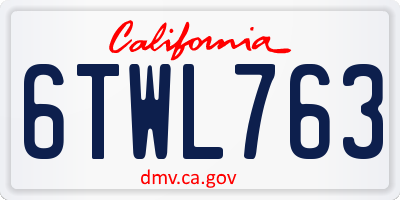 CA license plate 6TWL763