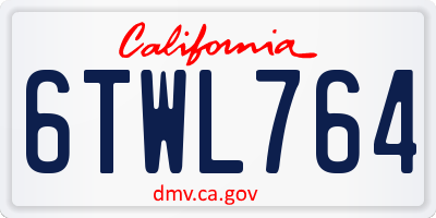 CA license plate 6TWL764