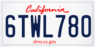 CA license plate 6TWL780