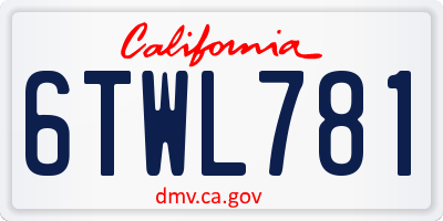 CA license plate 6TWL781