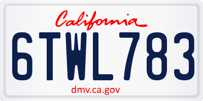 CA license plate 6TWL783