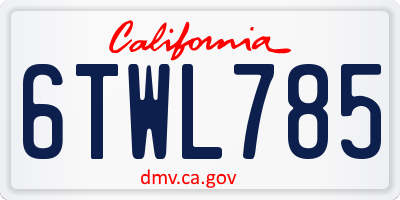 CA license plate 6TWL785