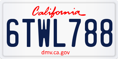 CA license plate 6TWL788