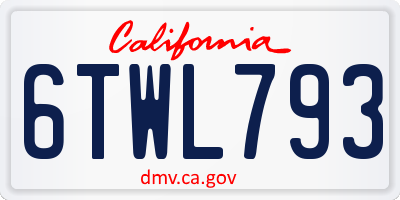 CA license plate 6TWL793