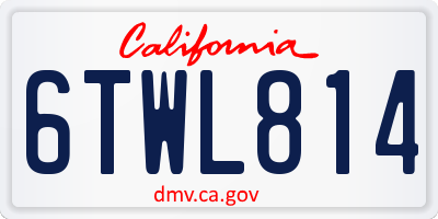 CA license plate 6TWL814