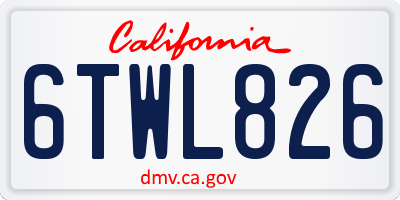 CA license plate 6TWL826