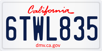 CA license plate 6TWL835