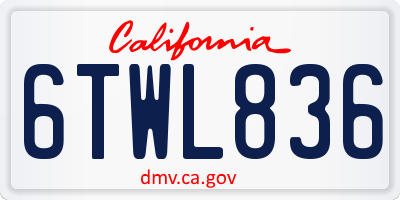 CA license plate 6TWL836
