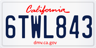 CA license plate 6TWL843