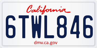 CA license plate 6TWL846