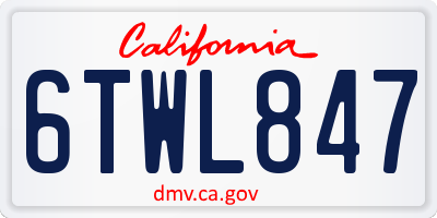 CA license plate 6TWL847
