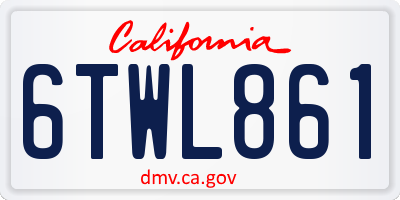 CA license plate 6TWL861