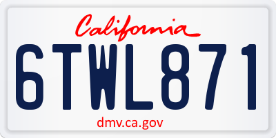 CA license plate 6TWL871