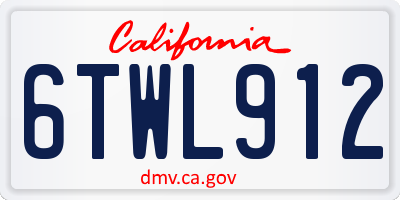 CA license plate 6TWL912