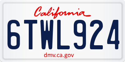 CA license plate 6TWL924