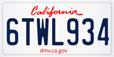 CA license plate 6TWL934