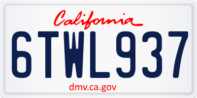 CA license plate 6TWL937