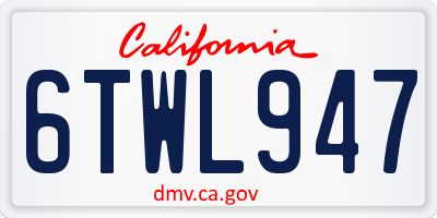 CA license plate 6TWL947