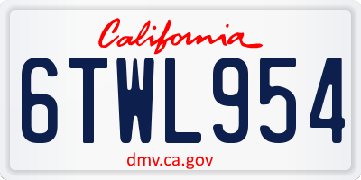 CA license plate 6TWL954
