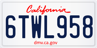 CA license plate 6TWL958