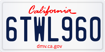 CA license plate 6TWL960