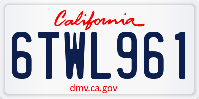 CA license plate 6TWL961