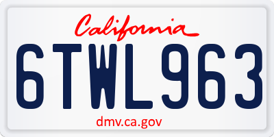CA license plate 6TWL963