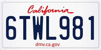 CA license plate 6TWL981