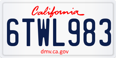CA license plate 6TWL983