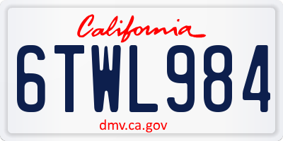 CA license plate 6TWL984