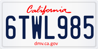 CA license plate 6TWL985