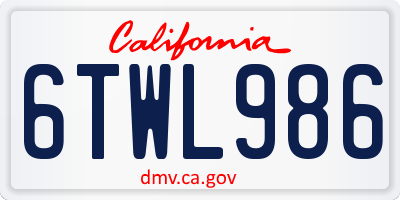 CA license plate 6TWL986