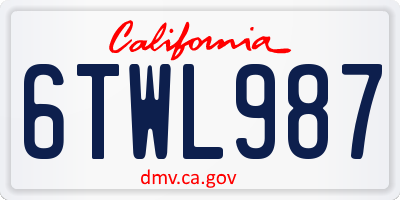 CA license plate 6TWL987