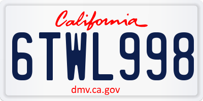 CA license plate 6TWL998