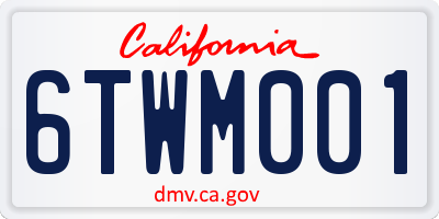 CA license plate 6TWM001