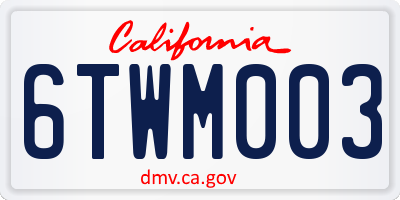 CA license plate 6TWM003