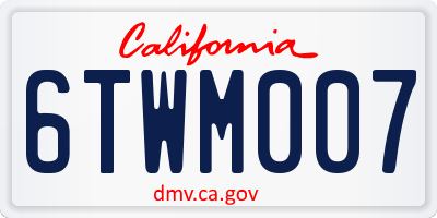 CA license plate 6TWM007