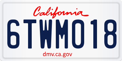 CA license plate 6TWM018