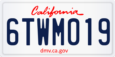 CA license plate 6TWM019