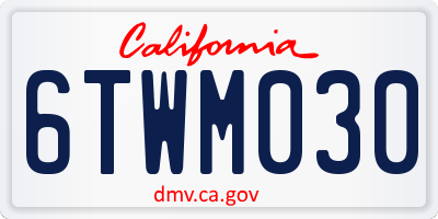 CA license plate 6TWM030