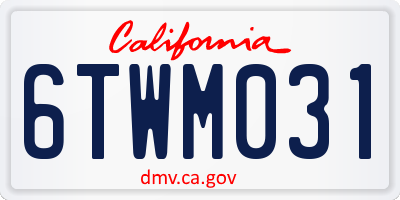 CA license plate 6TWM031