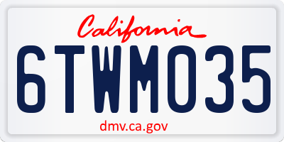 CA license plate 6TWM035