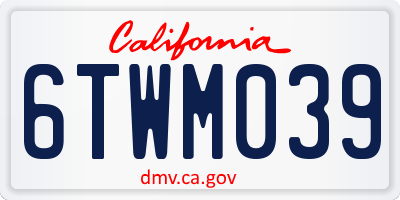 CA license plate 6TWM039
