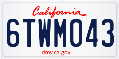 CA license plate 6TWM043